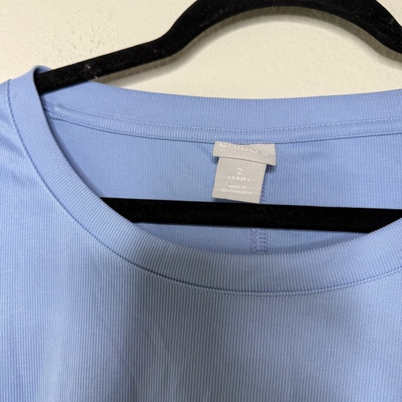 Chico’s Knit Top Sandwash Wedge Tunic Top 3/4 Sleeve Blue Veil Size 2 US SIZE 10 - Picture 9 of 11